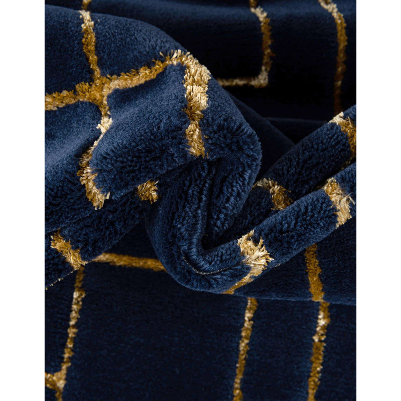 MarilynMonroe Glam Geometric Navy Blue/Gold Area Rug & Reviews Wayfair